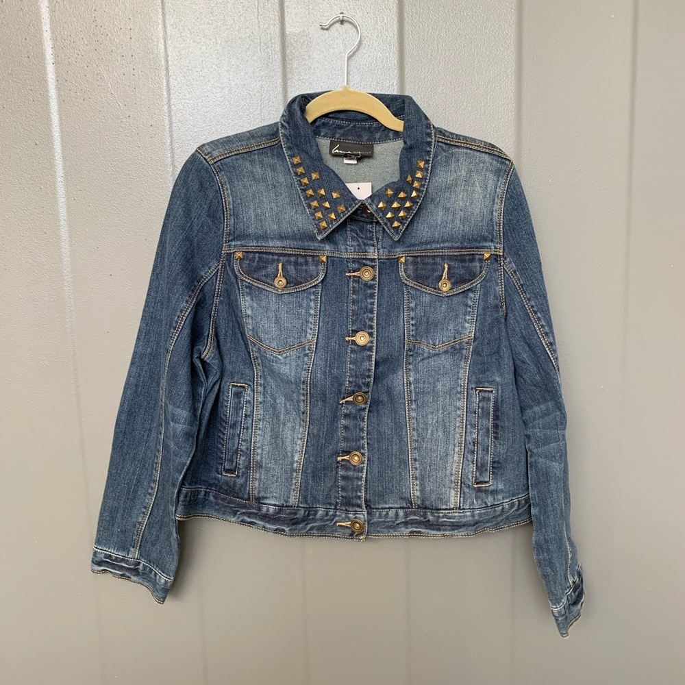 Lane Bryant Plus Size Studded Denim Jacket Size 14